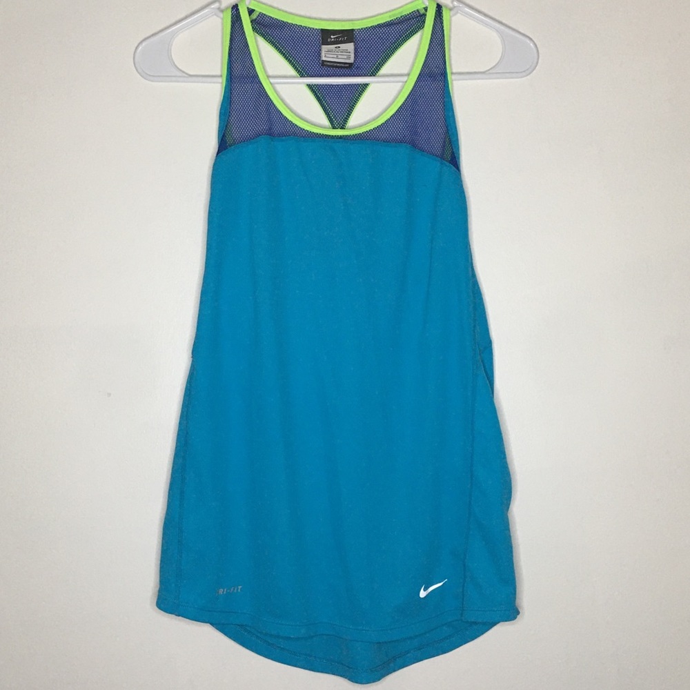 Nike dri-fit athletic tank top, blue/green, size-S